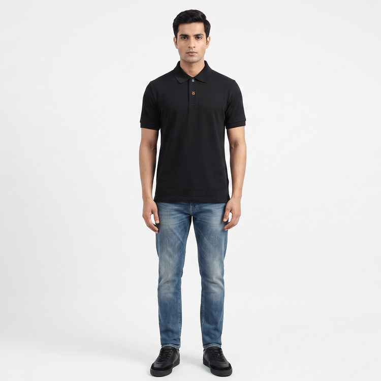 Size L - Paul Smith Plain Black Collar T-Shirt-Hover-Image