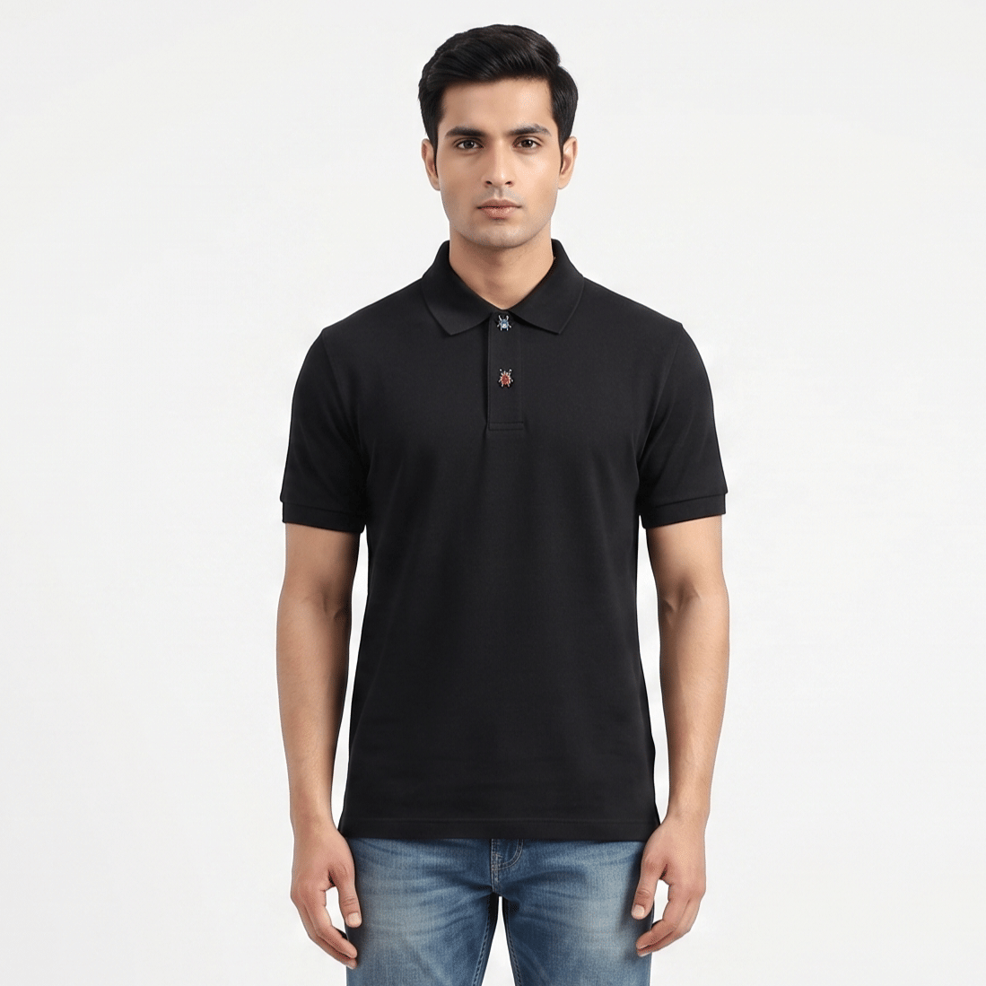 Size L - Paul Smith Plain Black Collar T-Shirt