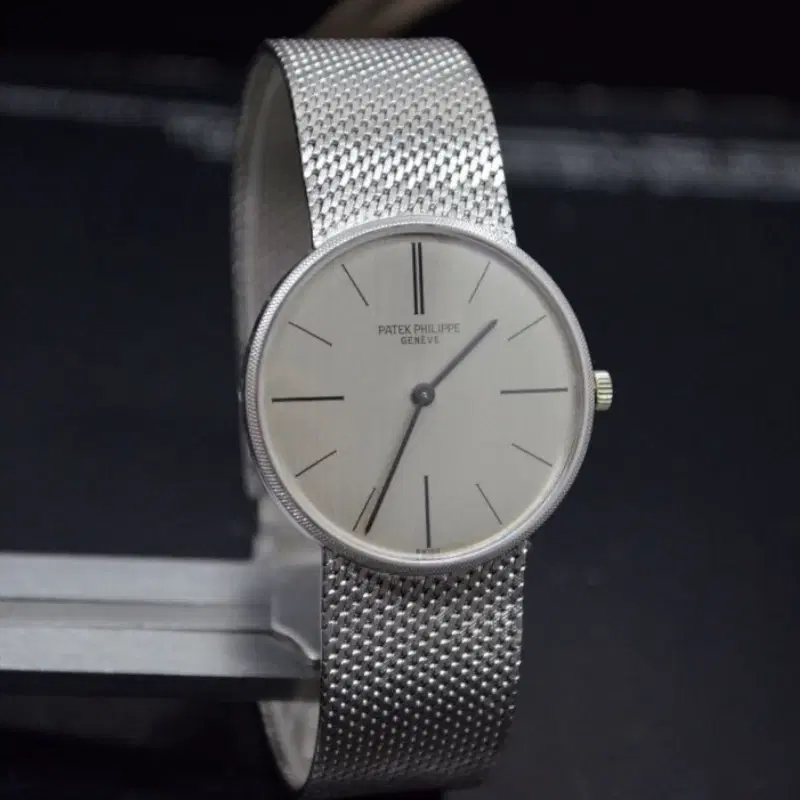 PATEK PHILIPPE CALATRAVA 18K SOLID WHITE GOLD GENEVE SILVER DIAL WRIST WATCH