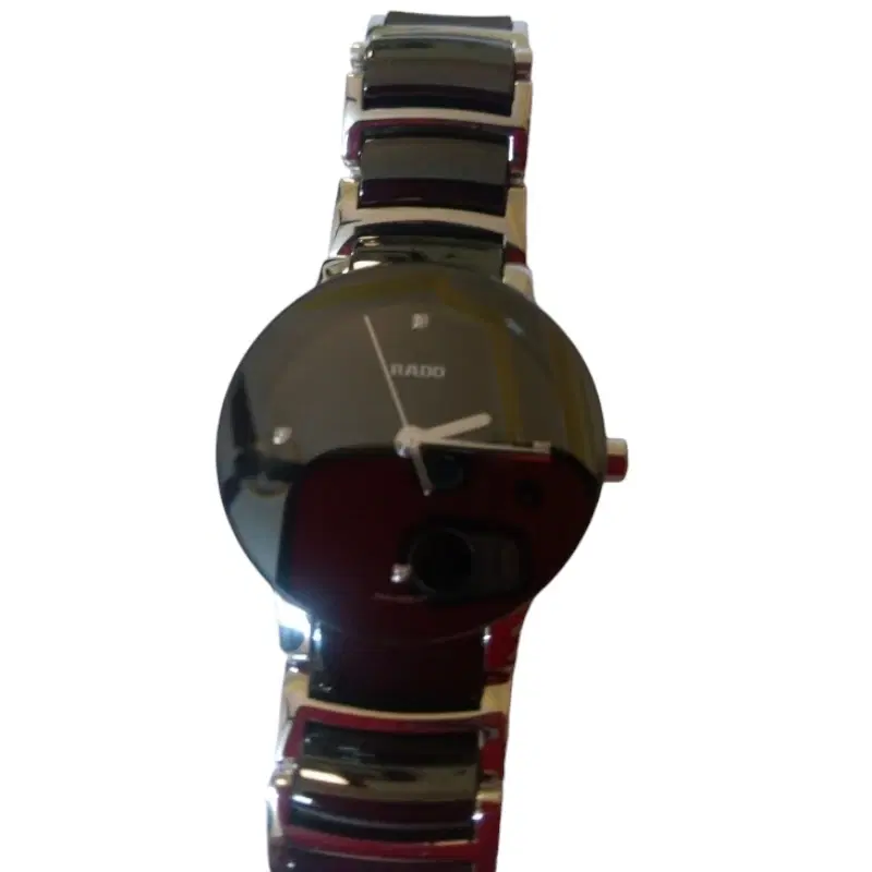 Rado Women's Swiss Centrix Diamond Accent Stainless Steel and Black Ceramic Bracelet