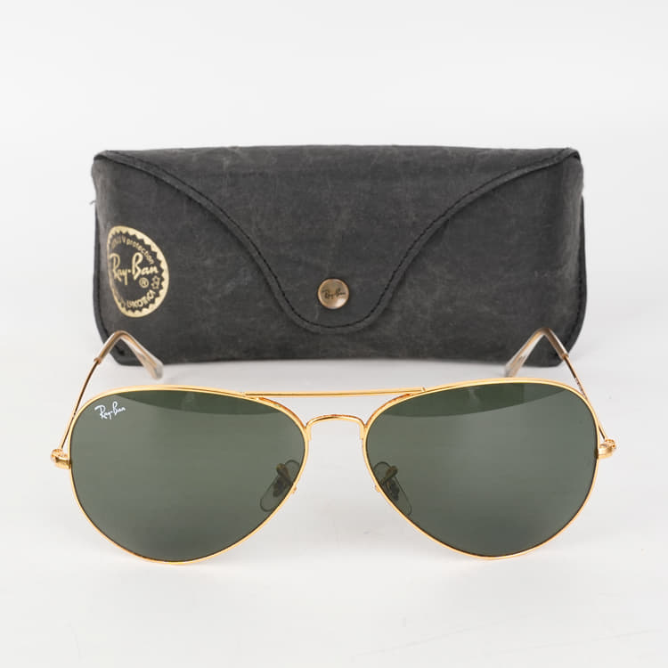 Ray Ban Men Polarized Green Lens Pilot Sunglasses-Hover-Image