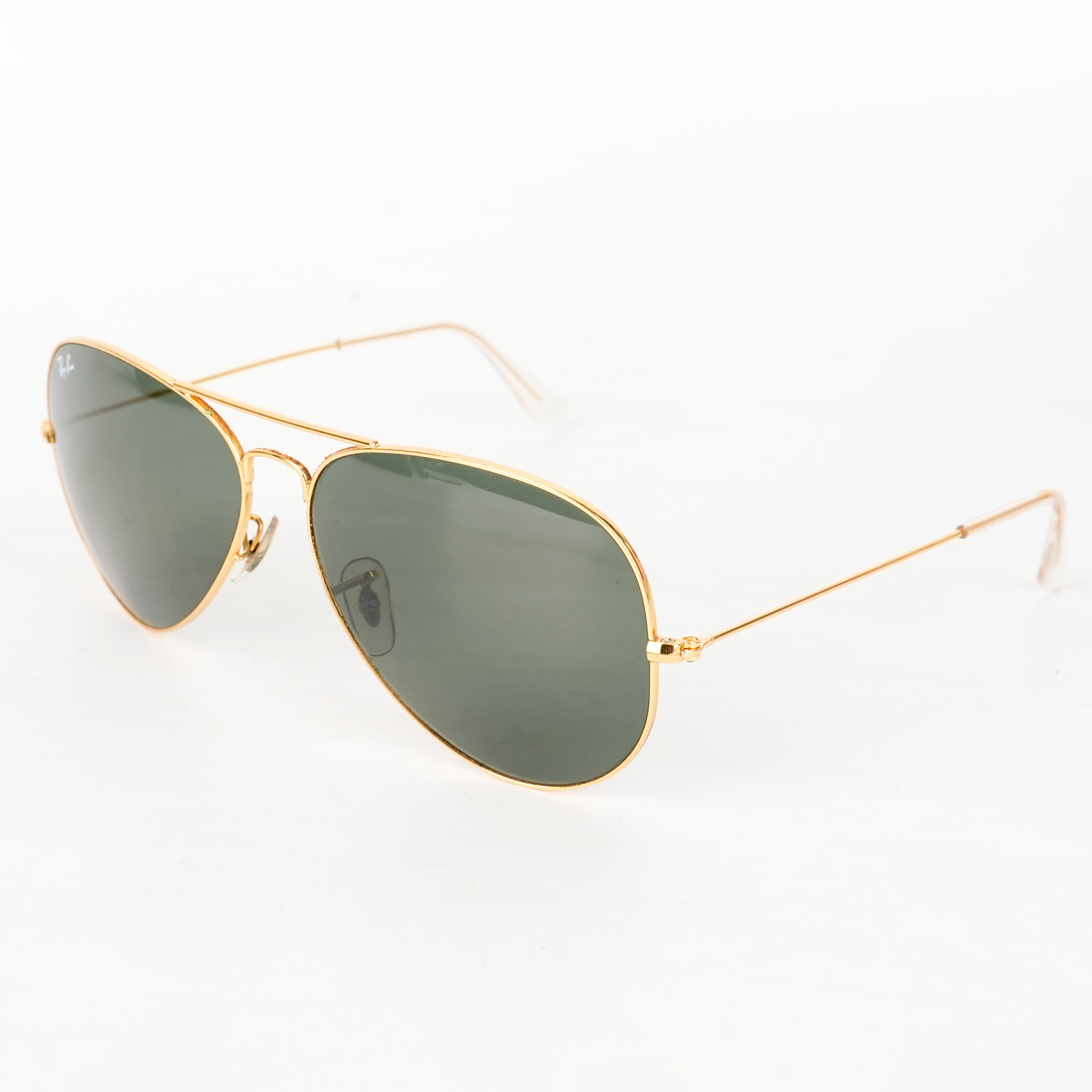 Ray Ban Men Polarized Green Lens Pilot Sunglasses