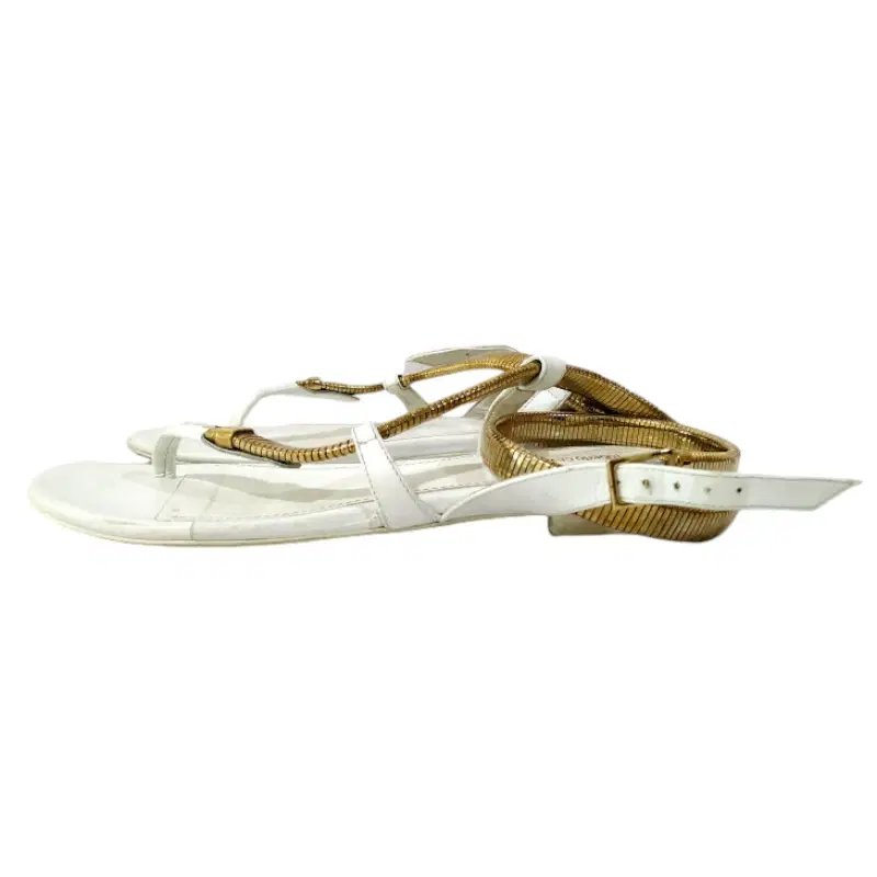 Roberto Cavalli Metallic Snake Flat Sandal