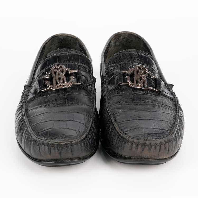 EU 41 - Roberto Cavalli Embossed Leather Loafers-Hover-Image