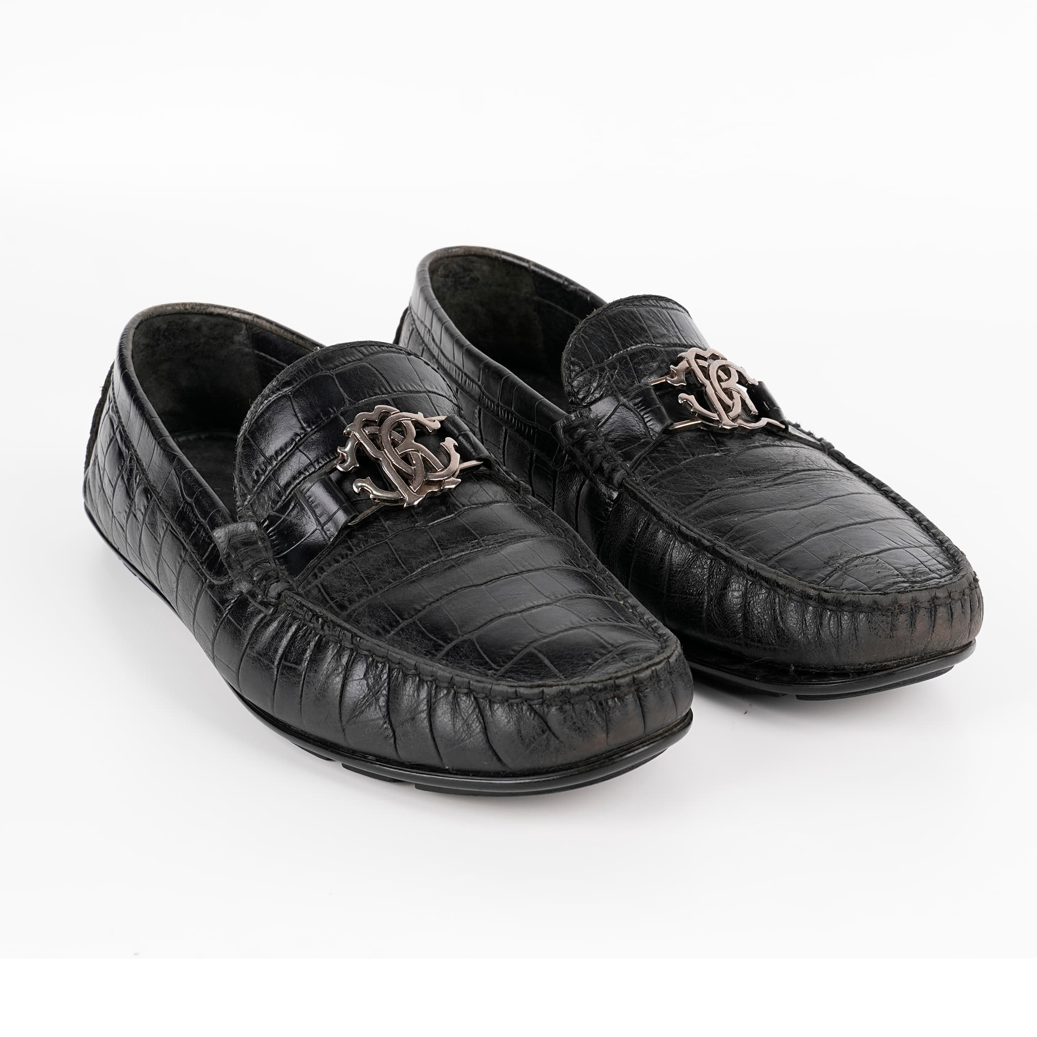 EU 41 - Roberto Cavalli Embossed Leather Loafers