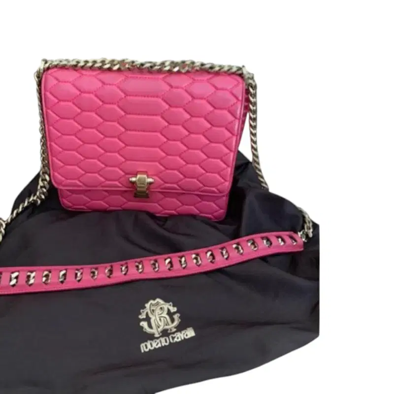 Roberto Cavalli Hera Medium Graphic Python Leather Shoulder Bag