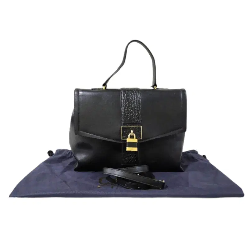 Cavalli Class Celebrity Lock Leather Satchel