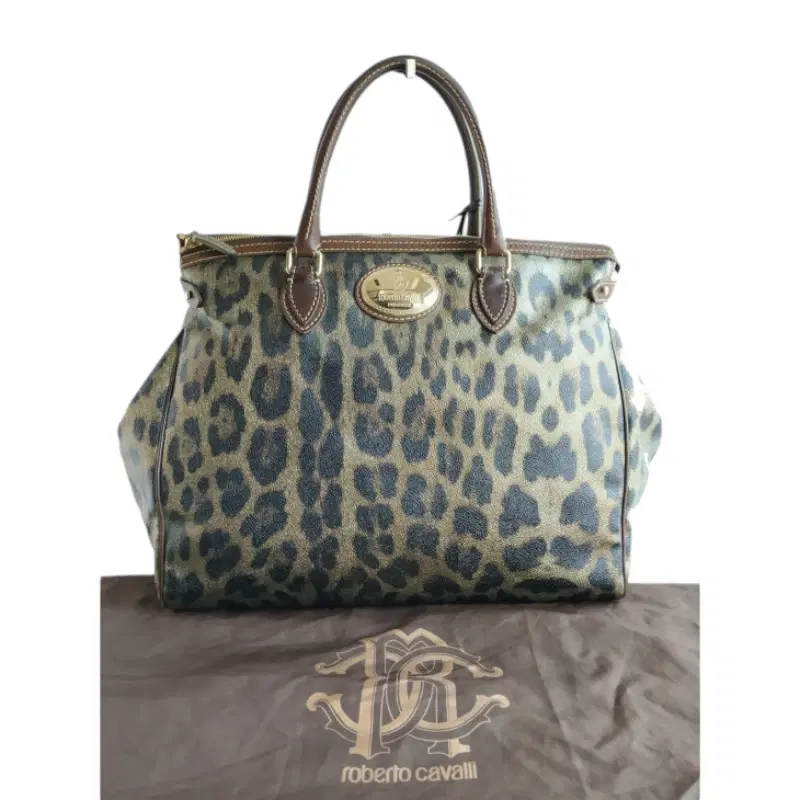 Roberto Cavalli Leopard Print Leather Tote