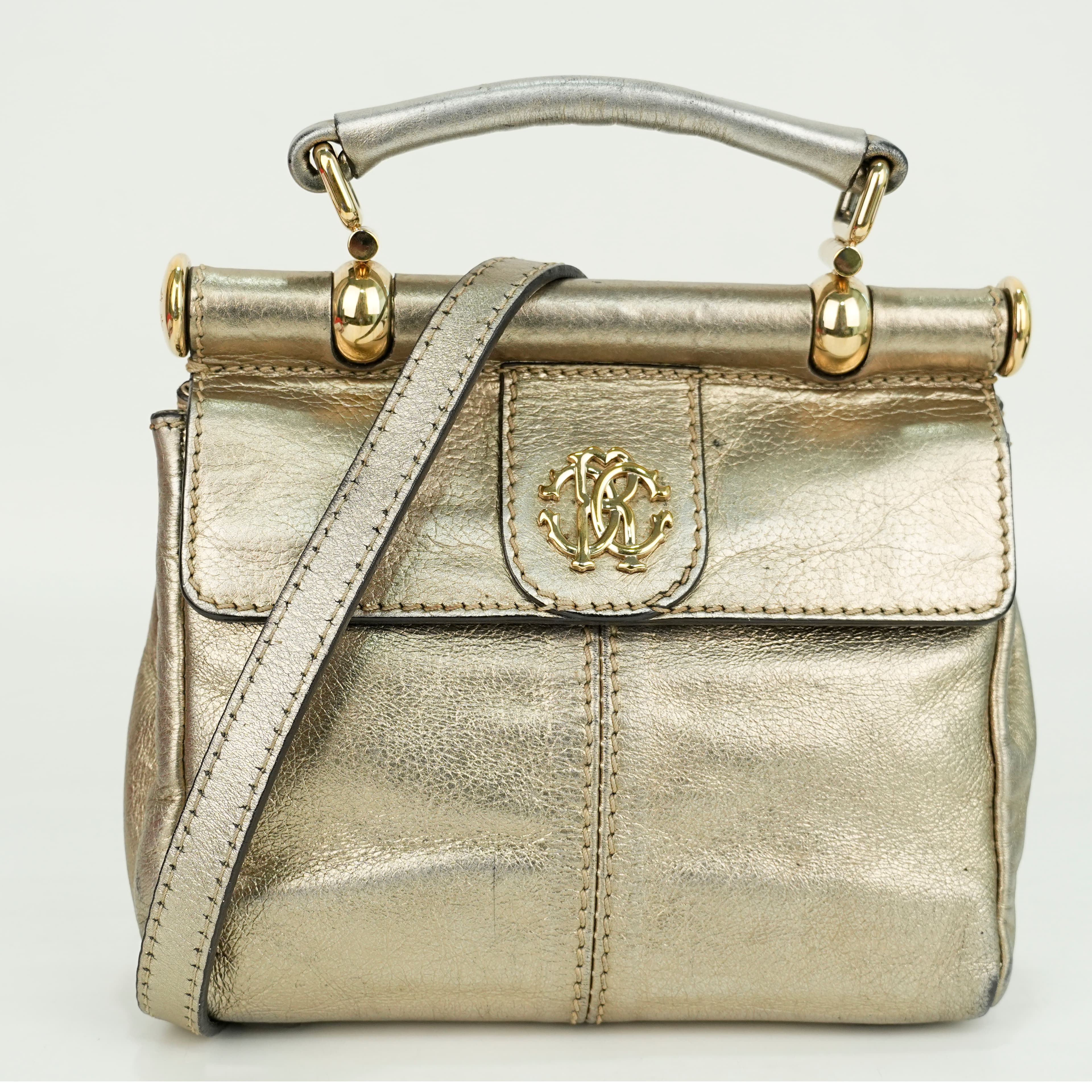 Roberto Cavalli metallic Leather Shoulder Bag