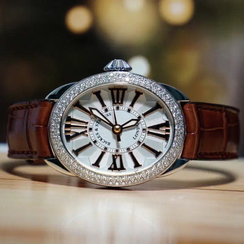 Backes & Strauss Stainless Steel Regent 3238 Diamond Two Row Timepiece And 35mm Analog Dial Watch