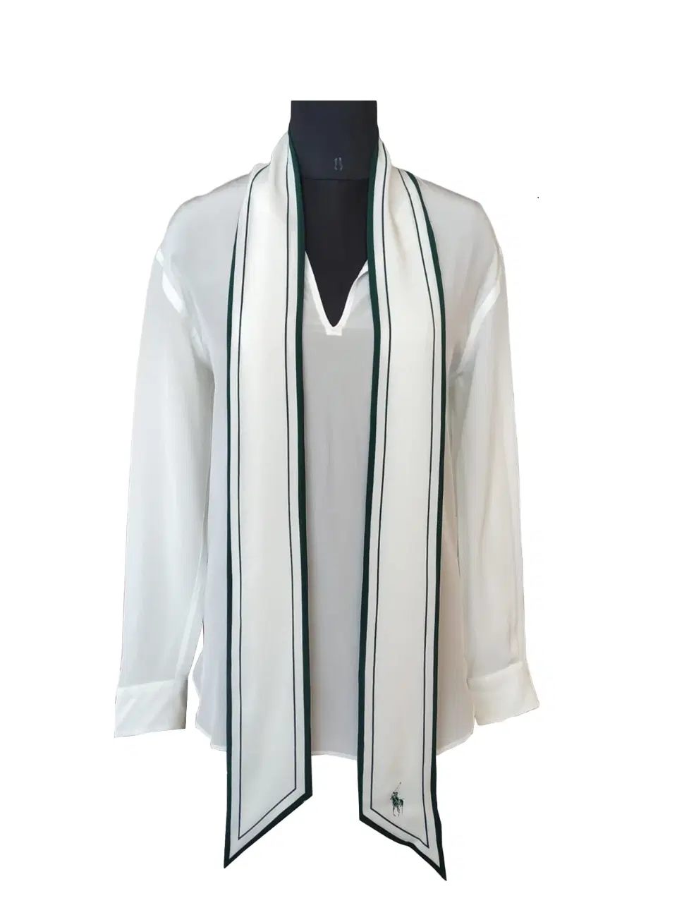 Ralph Lauren Mulberry Silk Stripe Tie-Neck Shirt