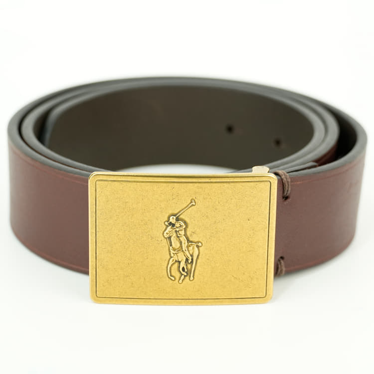 Polo Ralph Lauren Men Brown Pony Plaque Leather Belt-Hover-Image
