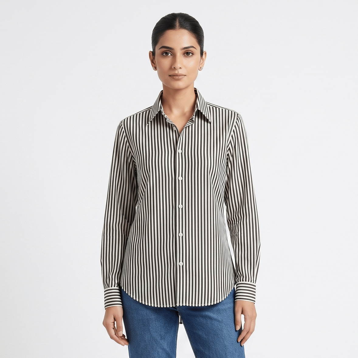 Size 10 - Ralph Lauren Black & White Stripped Full Sleeves Shirt
