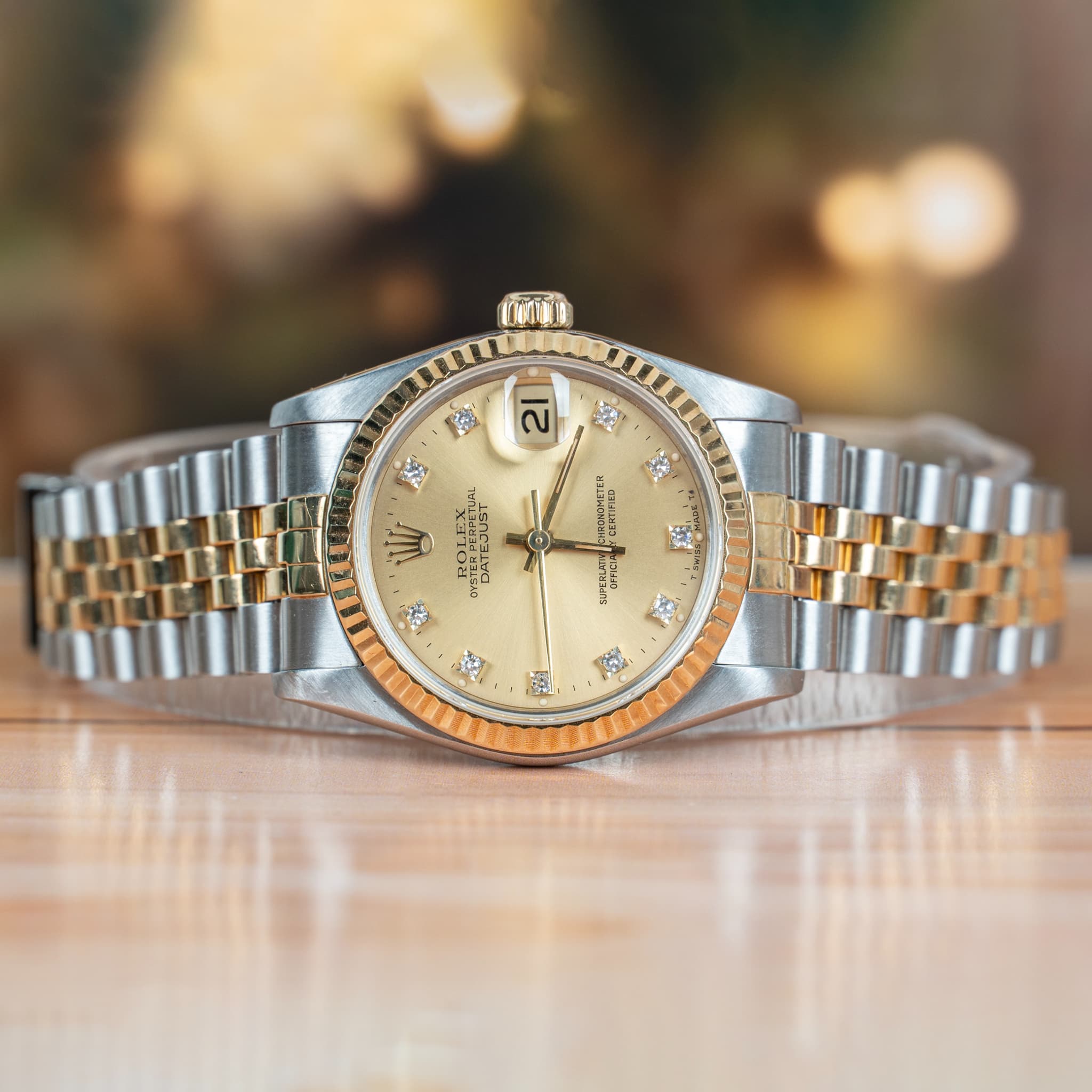 Rolex Datejust 31MM Steel & Yellow Gold Champagne Diamond Dial Watch