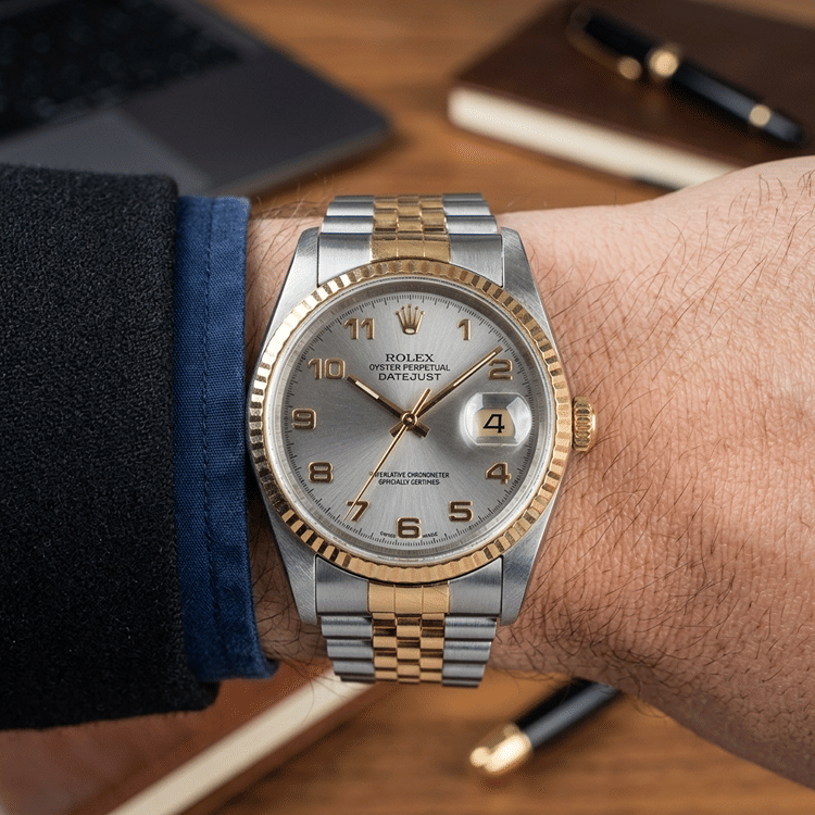 Rolex Datejust 36 MM Slate Gray Dial 18K Yellow Gold & Stainless Steel Mens Watch Ref. No 16233-Hover-Image
