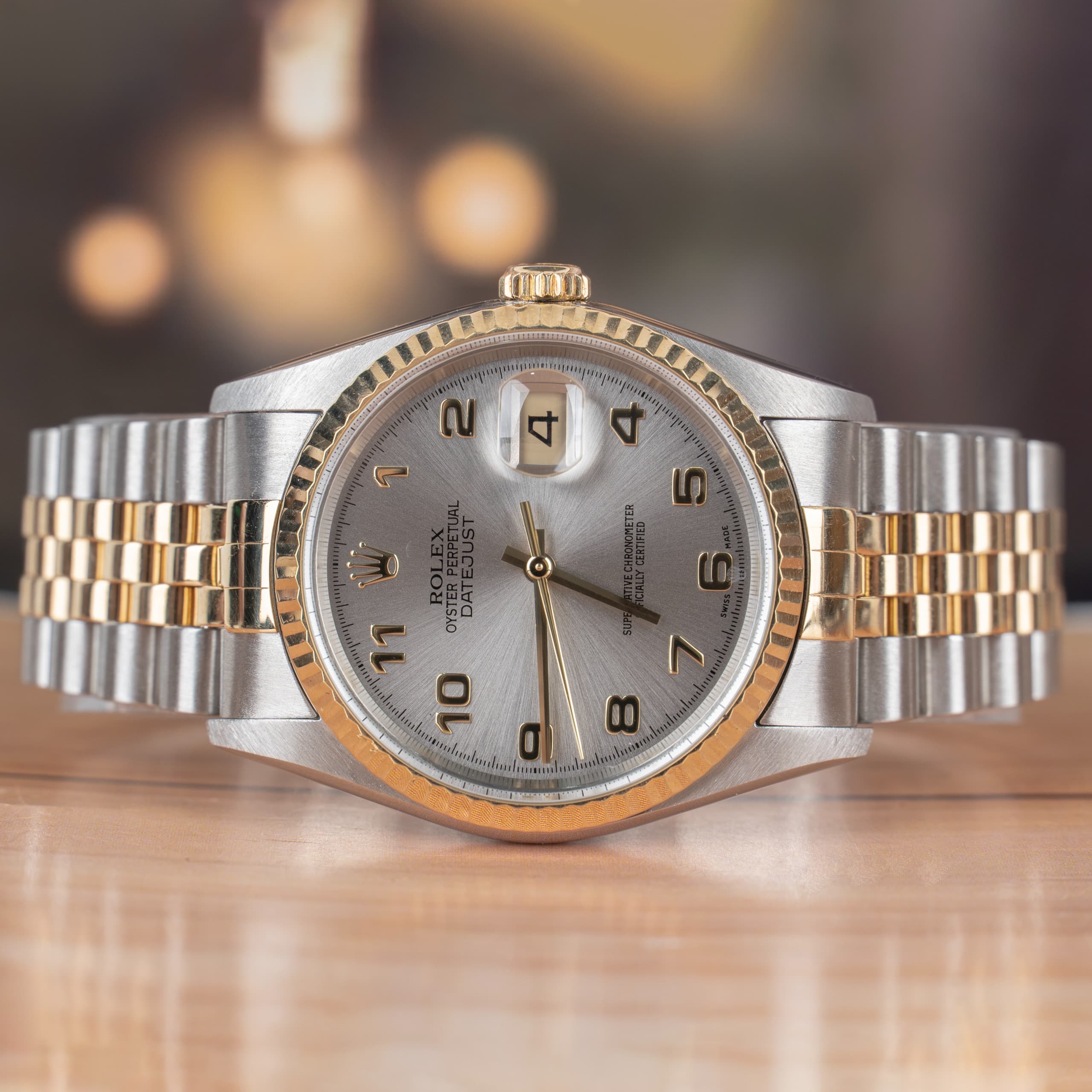 Rolex Datejust 36 MM Slate Gray Dial 18K Yellow Gold & Stainless Steel Mens Watch Ref. No 16233