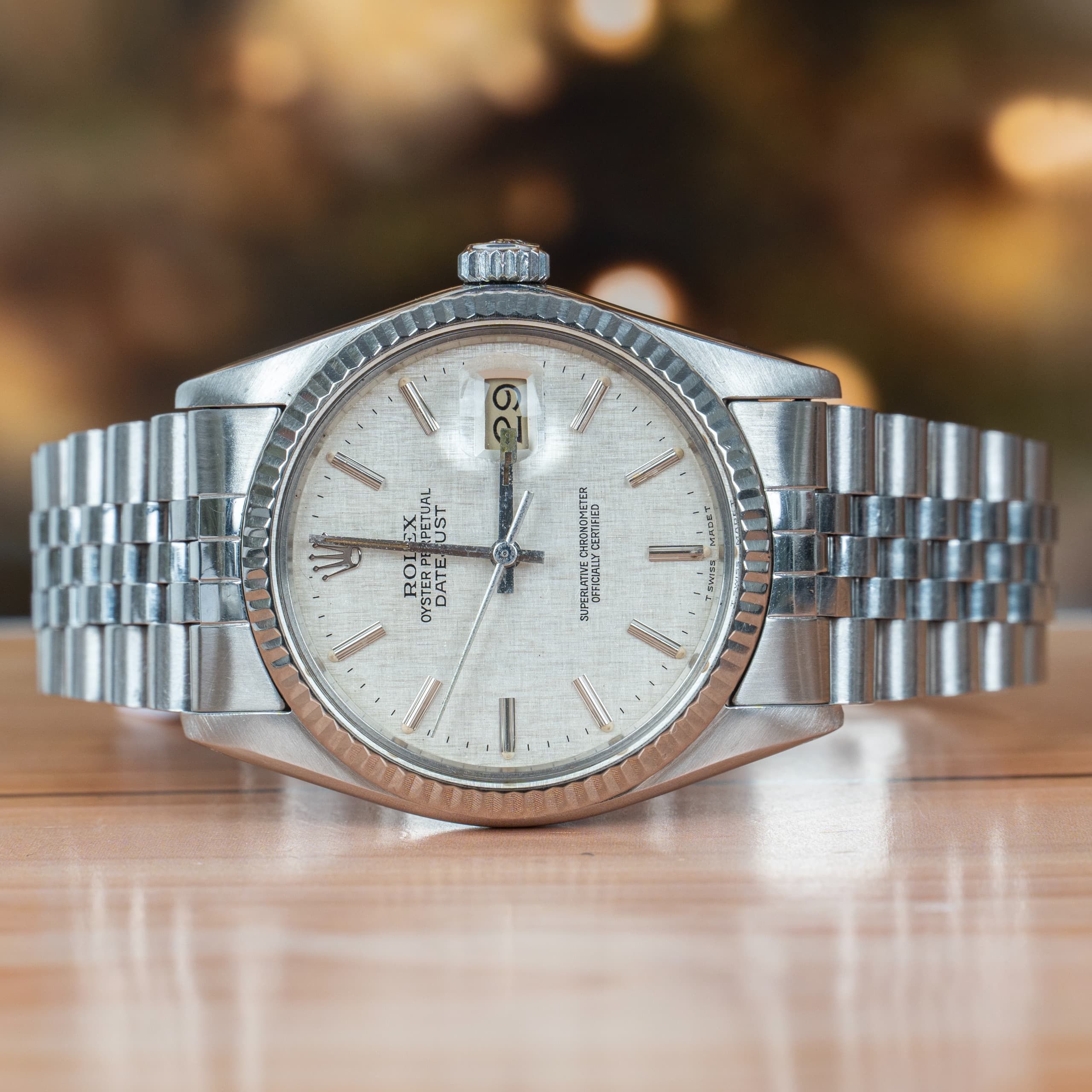 Rolex Datejust 36 MM Silver Linen Index Dial Steel Automatic