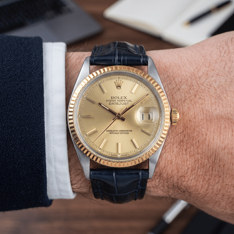Rolex Datejust 36 MM Champagne Dial Steel Vintage Automatic Watch Ref. No 1601-Hover-Image