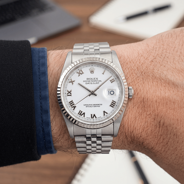 Rolex Datejust 36 MM White Dial Jubilee Steel Automatic Watch Ref. No 16234-Hover-Image