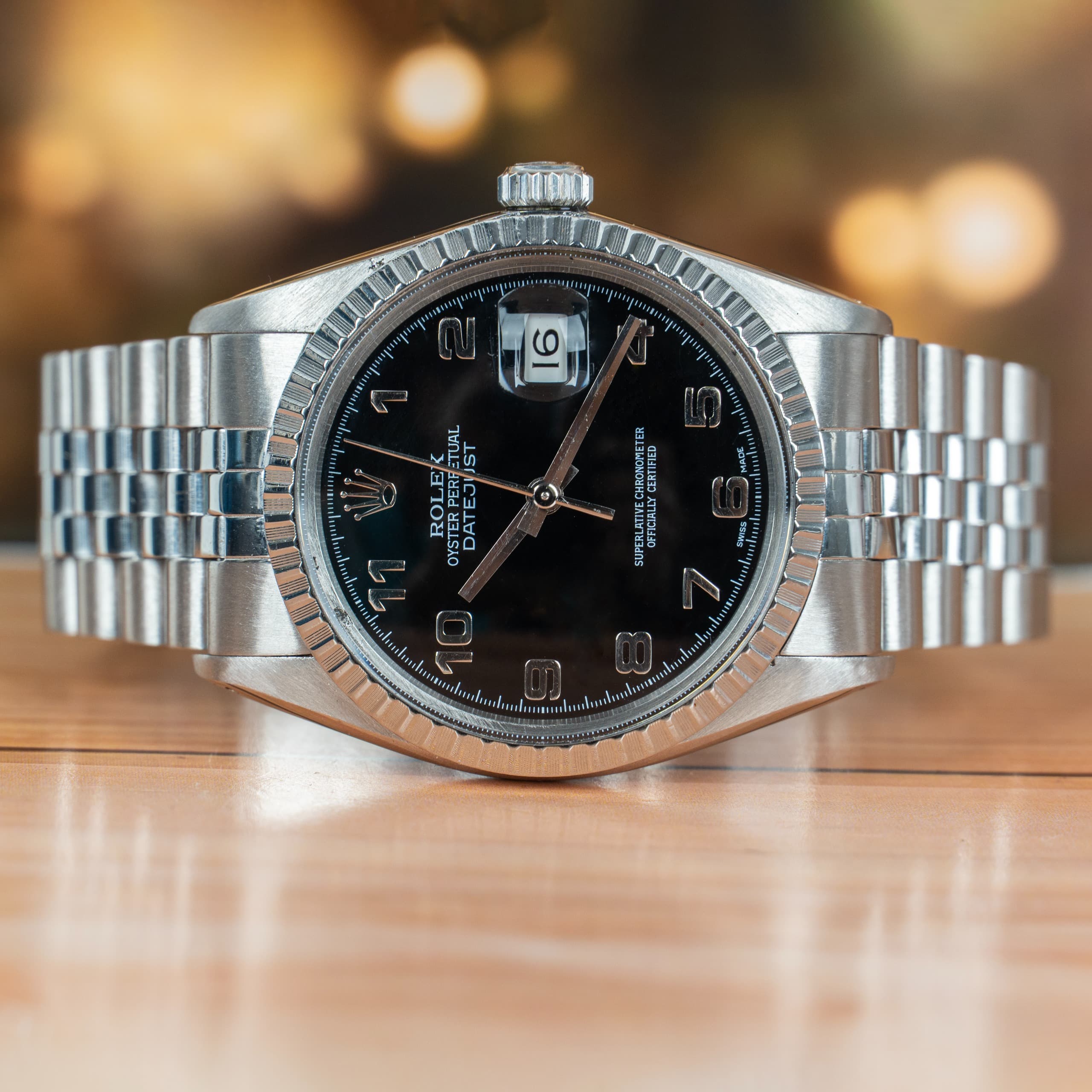 Rolex Datejust 36mm Stainless Steel Black Arabic Dial Automatic Watch