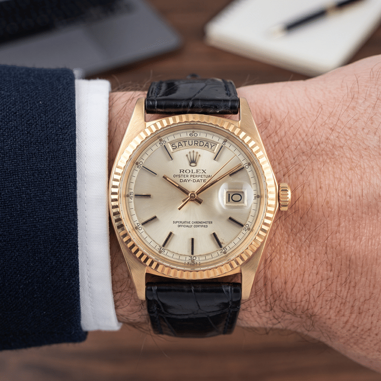 Rolex Day-Date 36 MM Champagne Dial Yellow Gold Oyster Perpetual Automatic Watch Ref. No 18038-Hover-Image