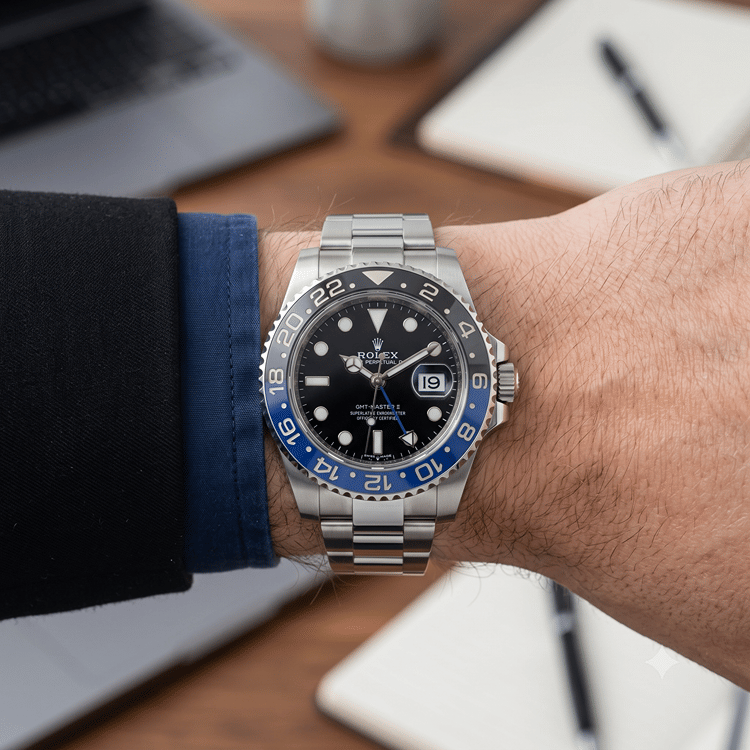 Rolex GMT-Master ll Batman 40 MM Black Dial Steel Automatic Watch Ref. No 116710BLNR-Hover-Image