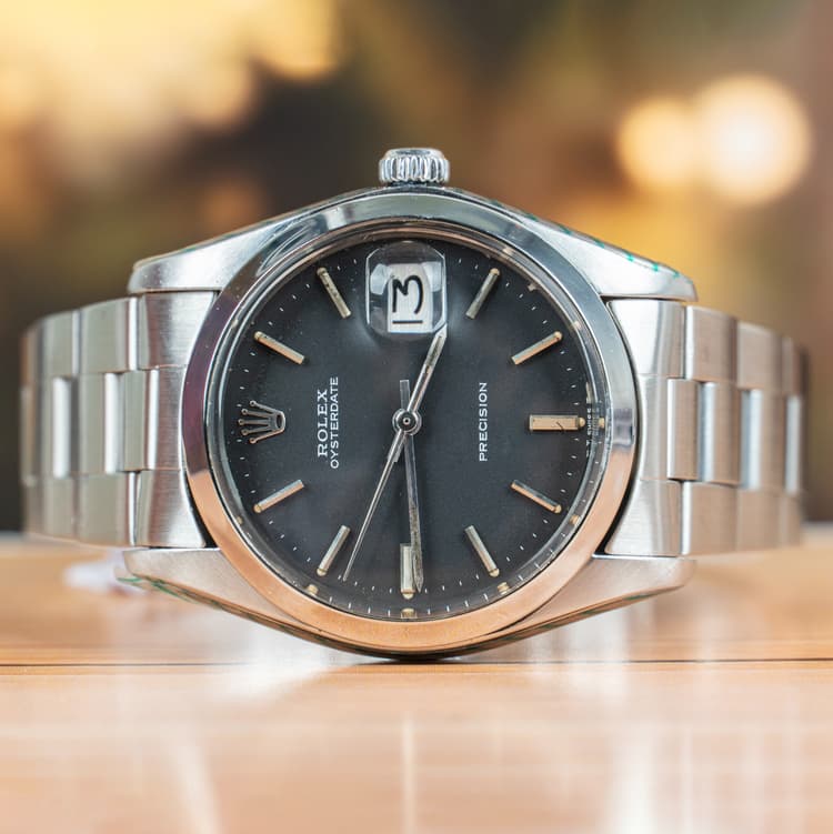 Rolex Oysterdate Precision Black Dial Steel Manual Winding-Hover-Image