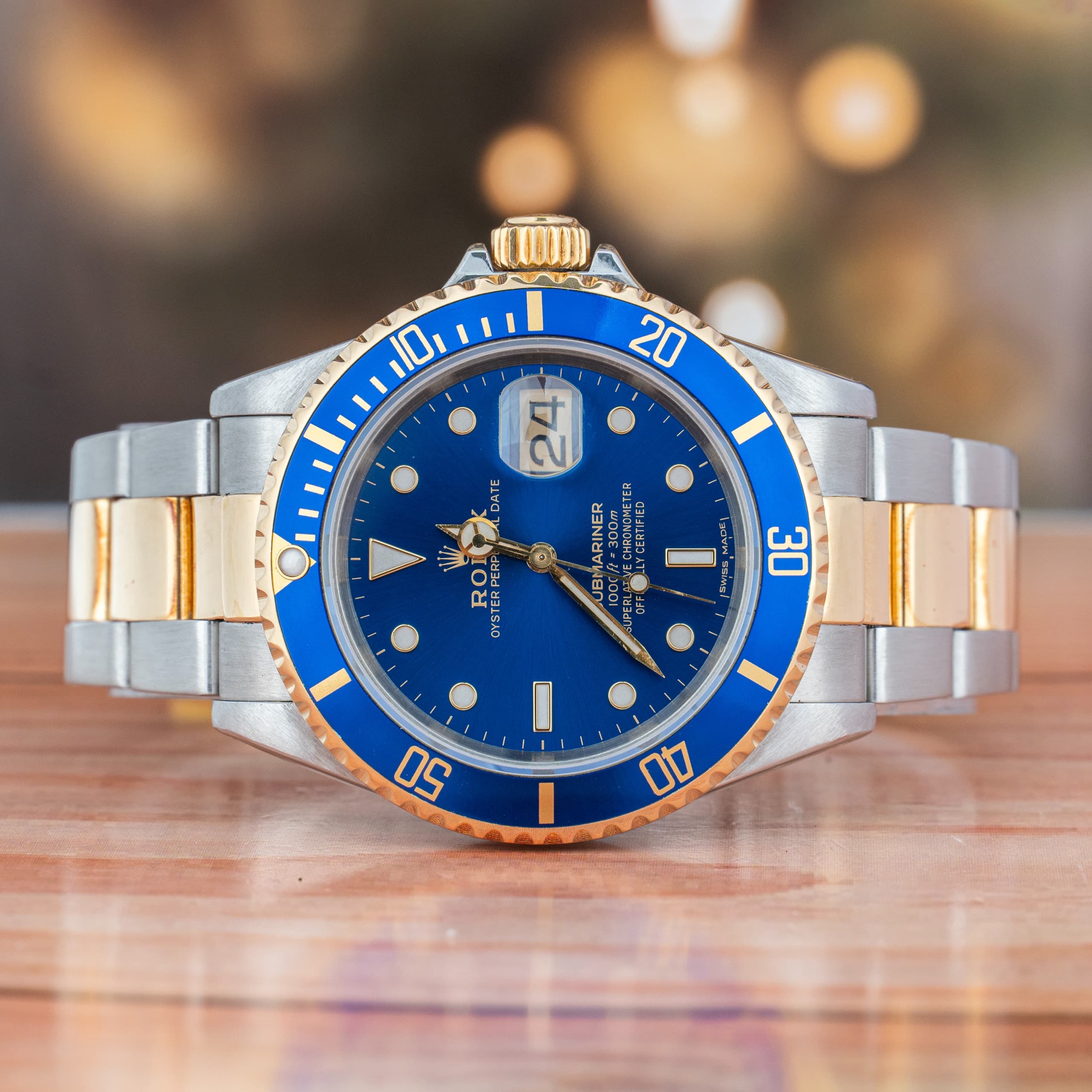 Rolex Submariner Date 40 MM Blue Dial 18K Yellow Gold And Steel Automatic Watch Ref. No 16613