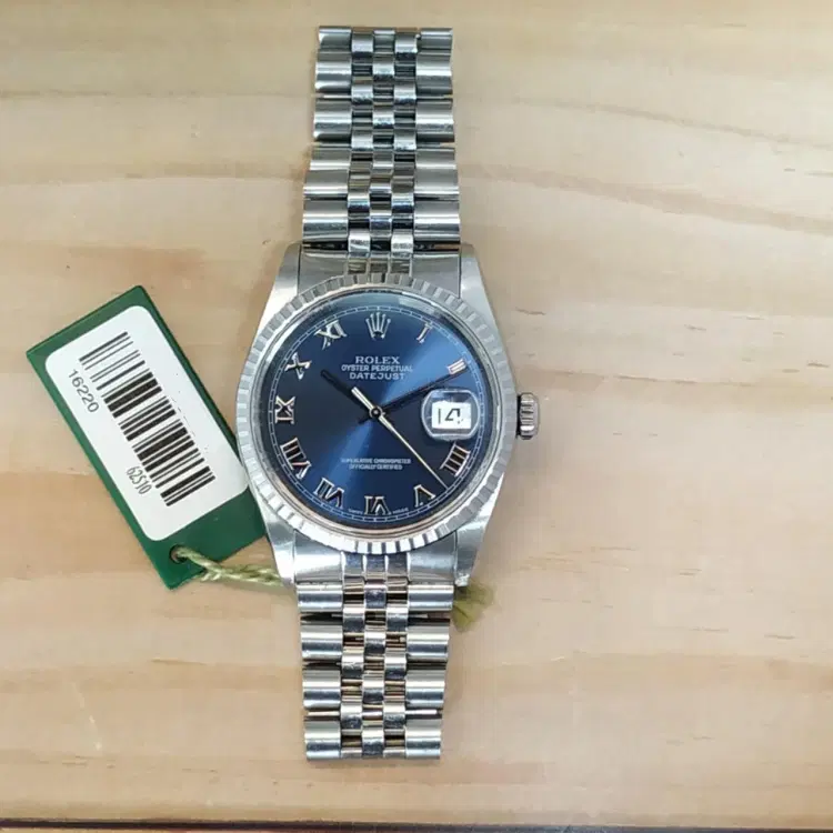 Rolex DateJust 16220 Blue Dial Stainless Steel Watch-Hover-Image