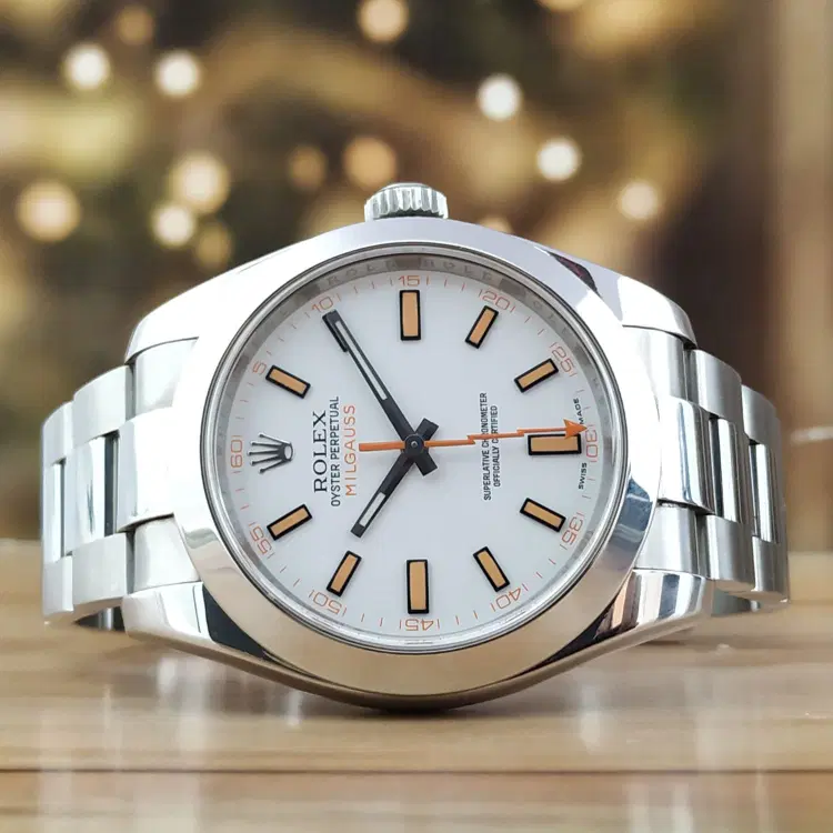 Rolex Milgauss White Dial Stainless Steel 40 MM Watch-Hover-Image
