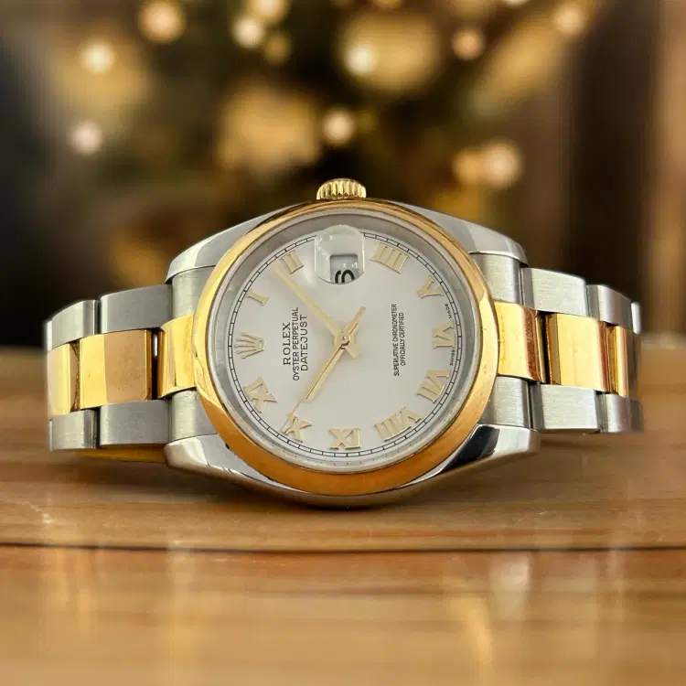 Rolex Datejust 36 Steel Yellow Gold White Roman Dial-Hover-Image