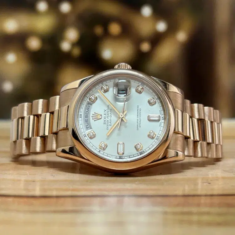 Rolex Day Date Rose Gold Diamond Dial 36MM-Hover-Image