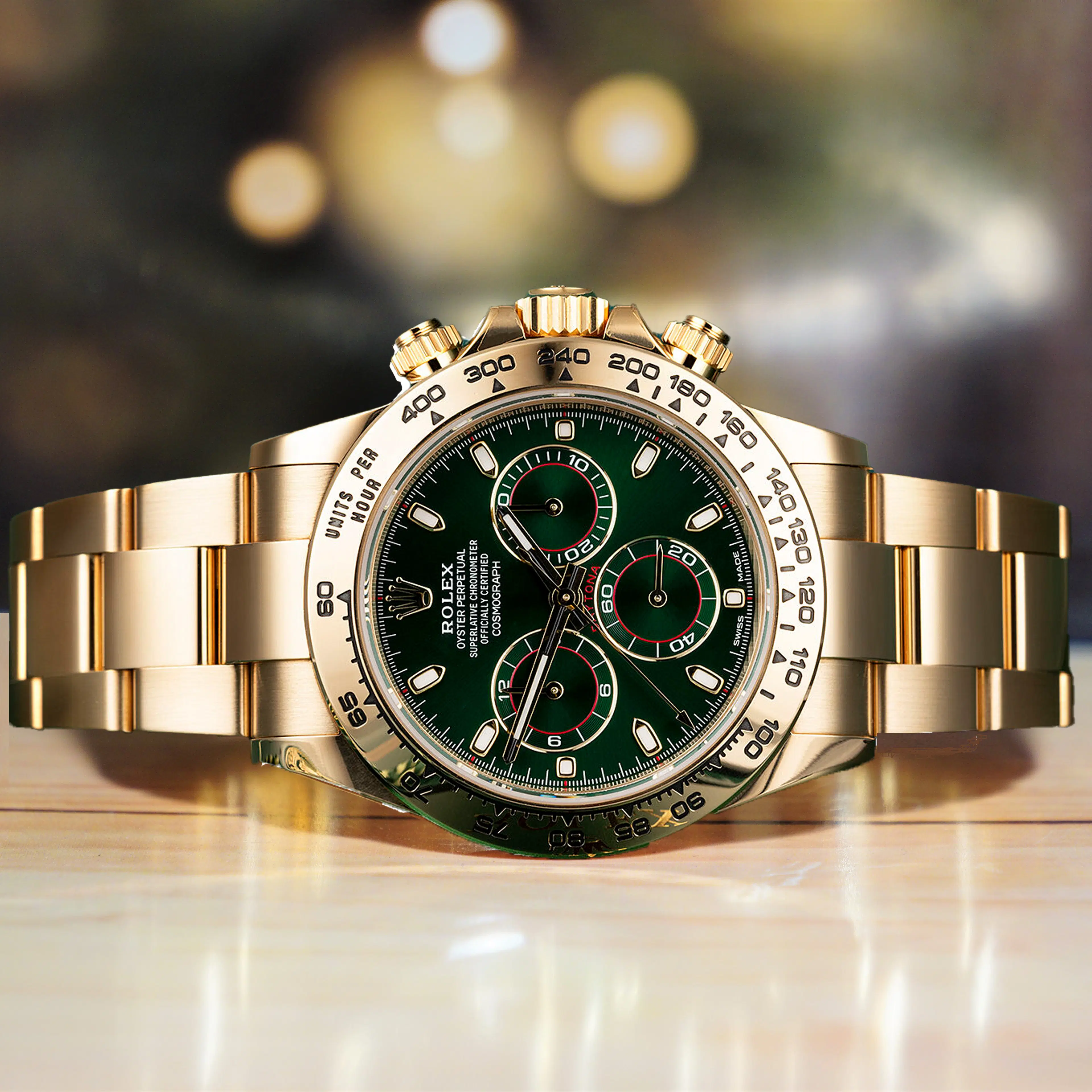 Rolex John Mayer Daytona Green Dial Full Gold 18K Full Set