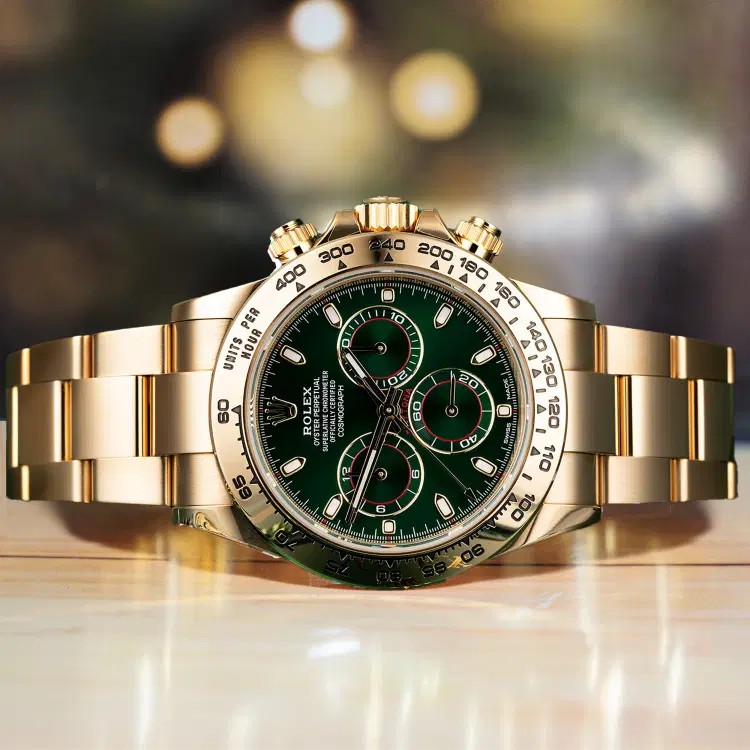 Rolex John Mayer Daytona Green Dial Full Gold 18K Full Set-Hover-Image