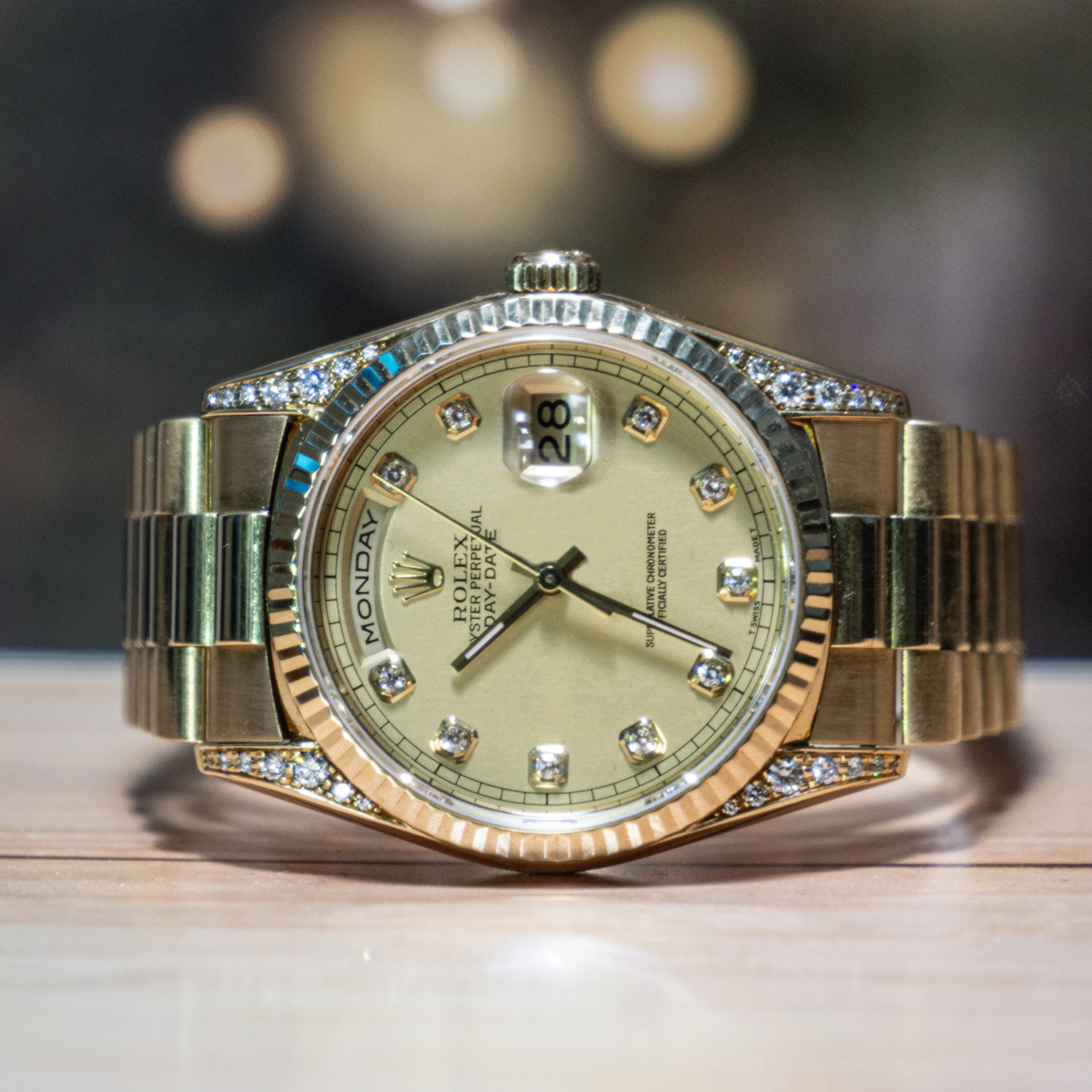 Rolex Day Date 36 MM President Diamond Dial Yellow Gold Automatic