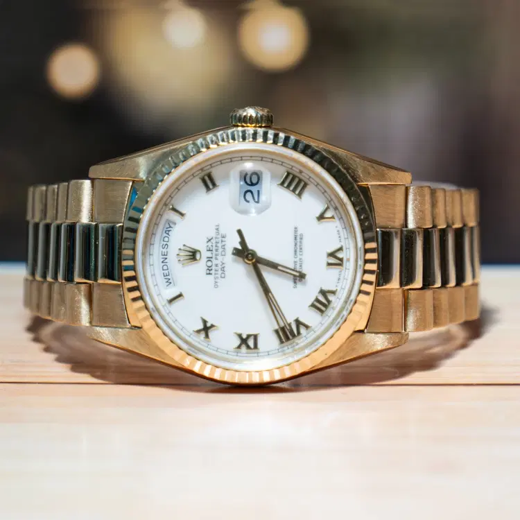 Rolex Day-Date 36 MM Yellow Gold White Dial Automatic-Hover-Image