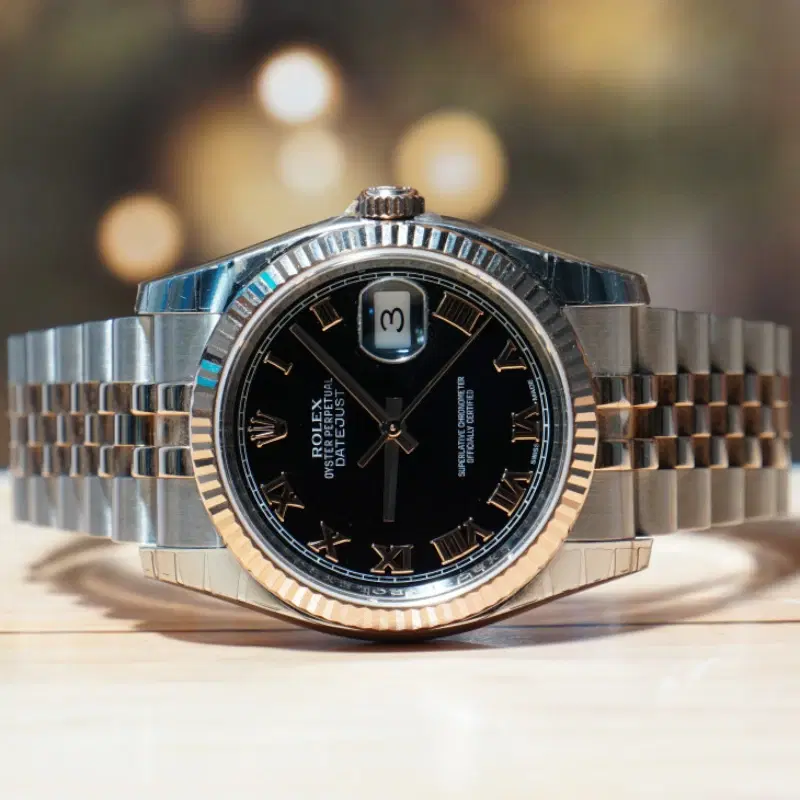 Rolex Datejust 36MM Black Roman Numeral Dial Watch