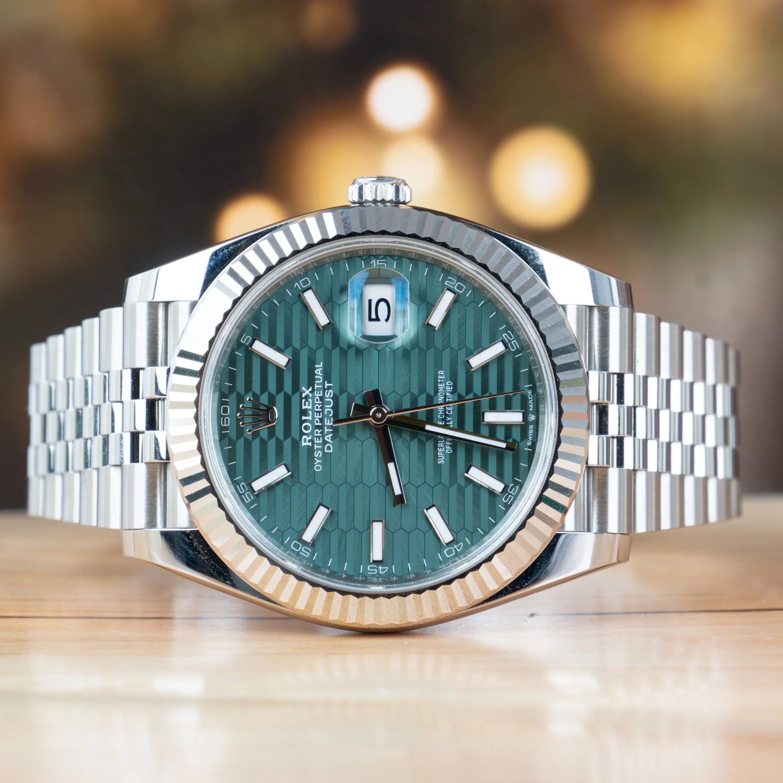 Rolex Datejust 41 MM Steel Jubilee Strap With Green Motif Dial Full Set 2024