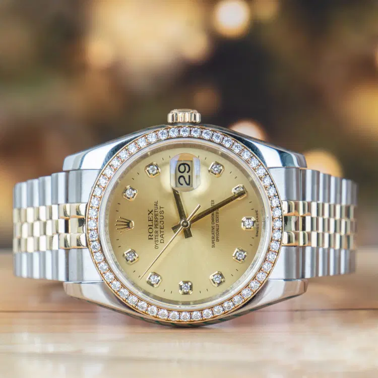 Rolex Datejust 36 MM Oystersteel and Yellow Gold champagne Diamond Dial Jubilee Bracelet-Hover-Image