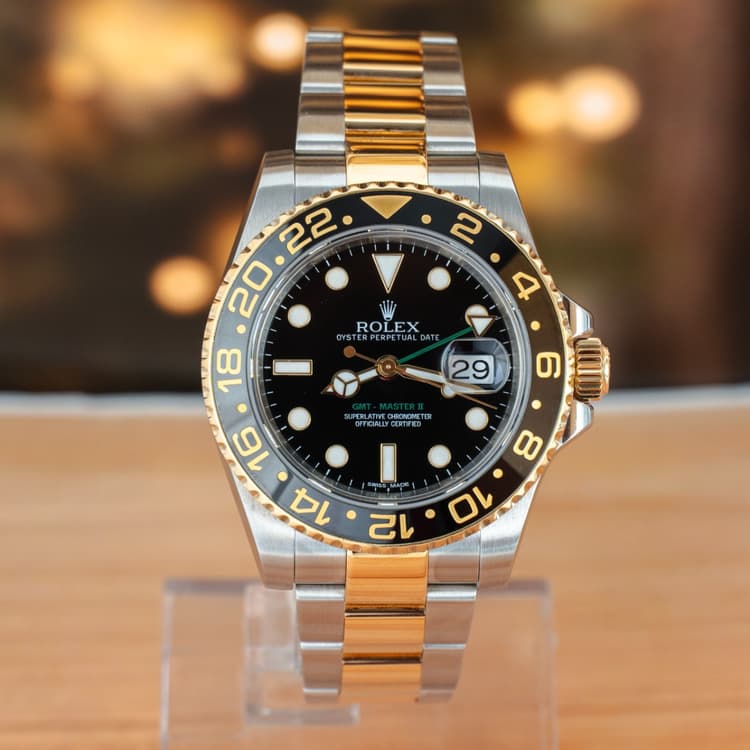 Rolex GMT-Master II 40 MM Gold & Steel Black Dial Automatic Watch-Hover-Image
