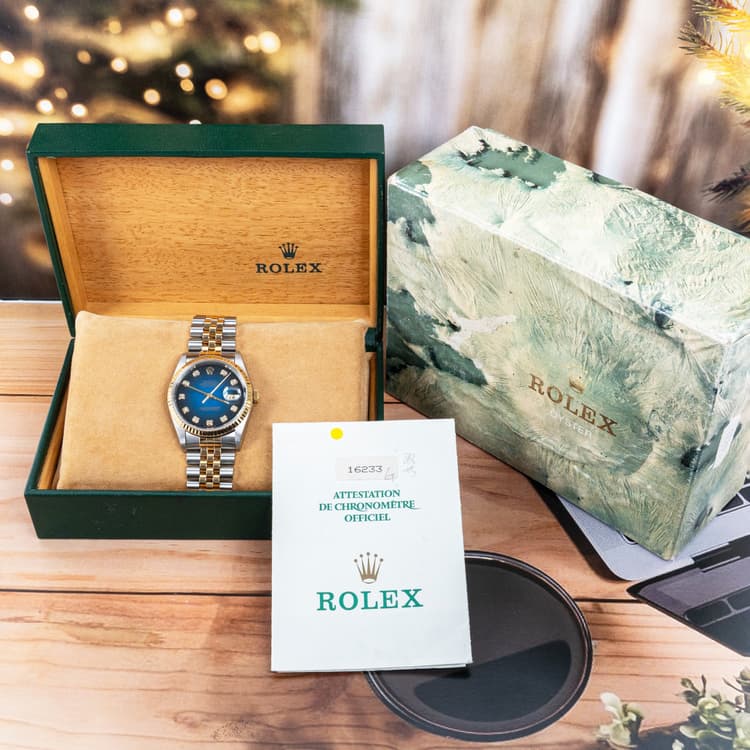 Rolex Datejust 36 MM Gold and Steel Blue Vignette Diamond Dial Automatic-Hover-Image