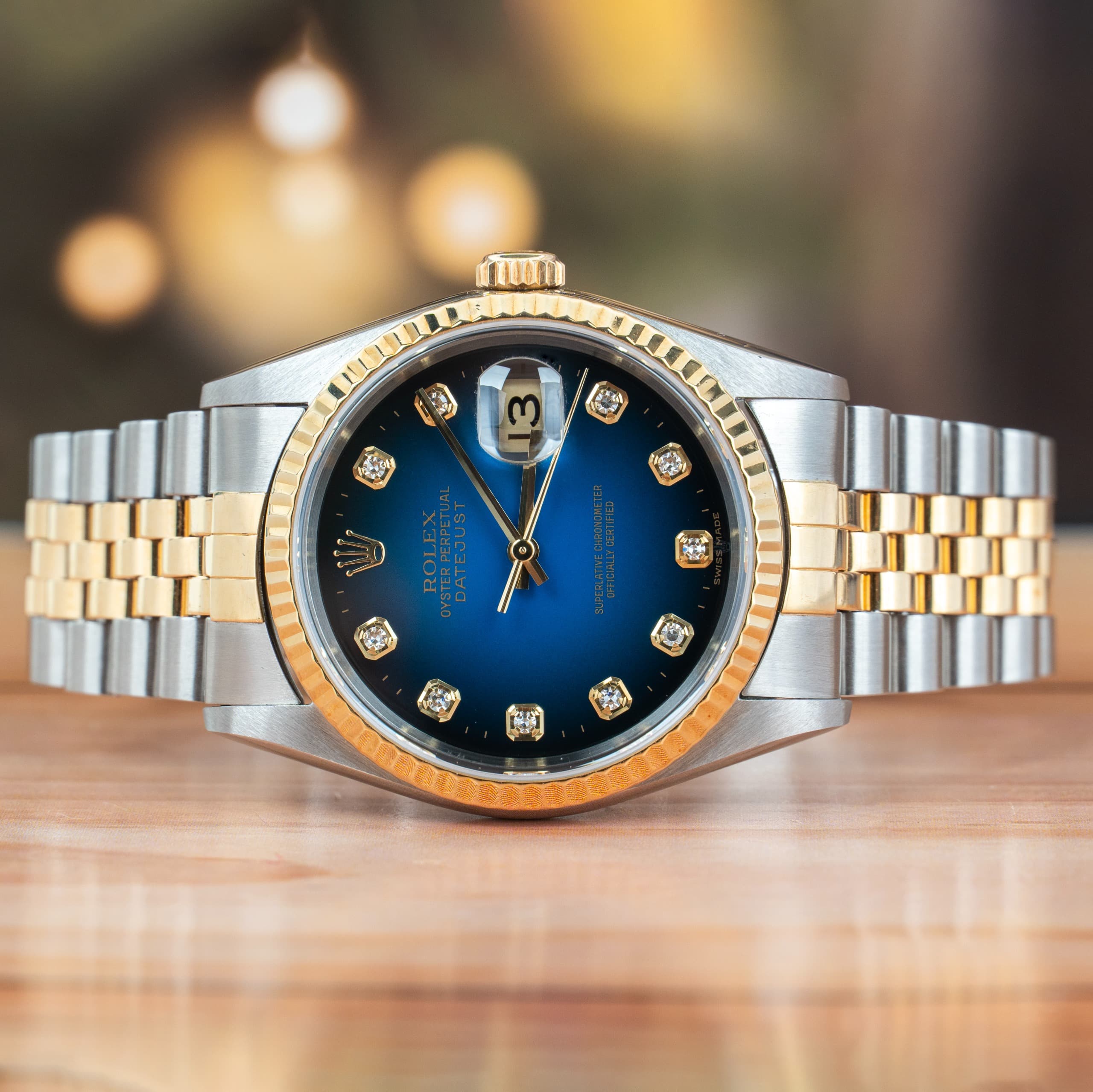 Rolex Datejust 36 MM Gold and Steel Blue Vignette Diamond Dial Automatic