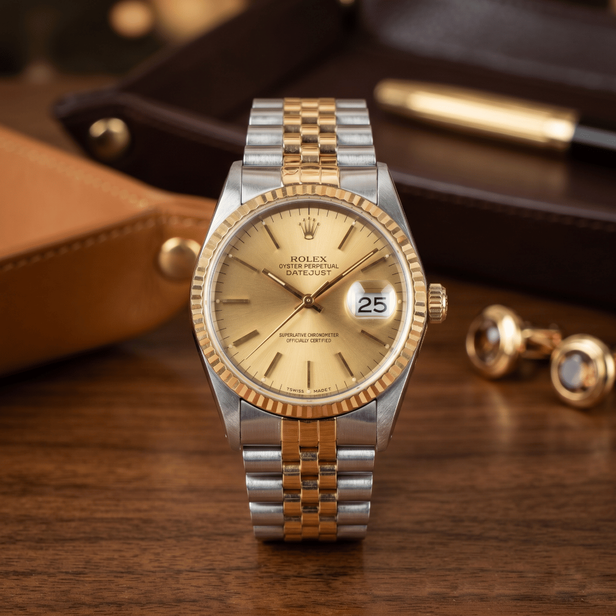 Rolex Datejust 36 MM Steel and Yellow Gold Champagne Dial Automatic