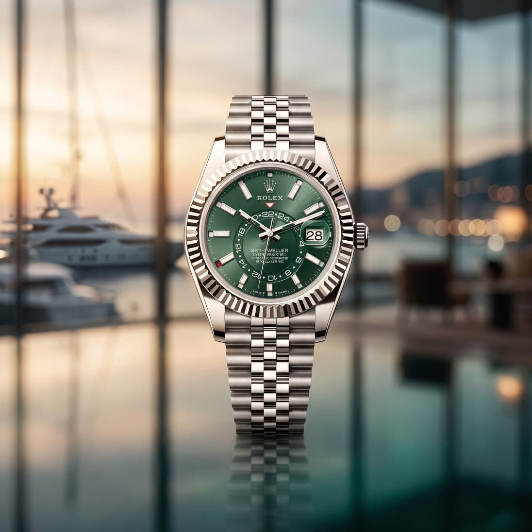 Rolex Sky-Dweller Oyester Steel With White Gold Jubilee Strap Watch + 5 Years Rolex brand warrenty
