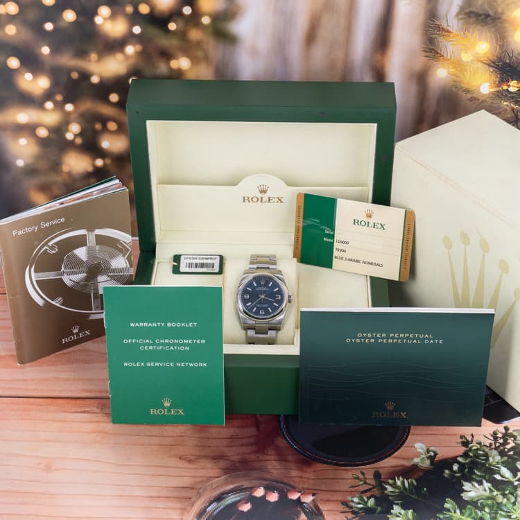 Rolex Oyster Perpetual 36 MM Blue Dial Steel Automatic Full Set-Hover-Image