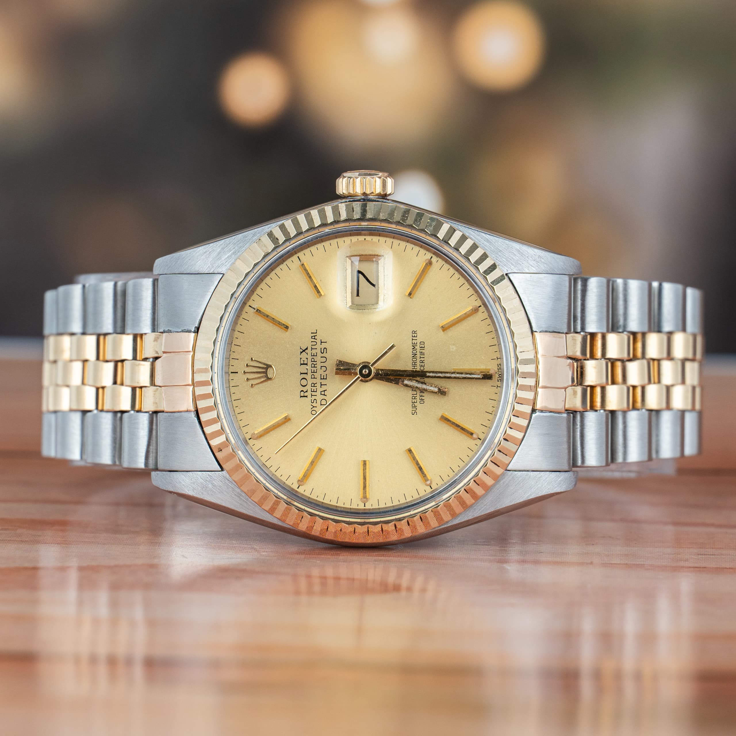 Rolex Datejust 36 MM Gold and Steel Champagne Dial Automatic Watch 16013