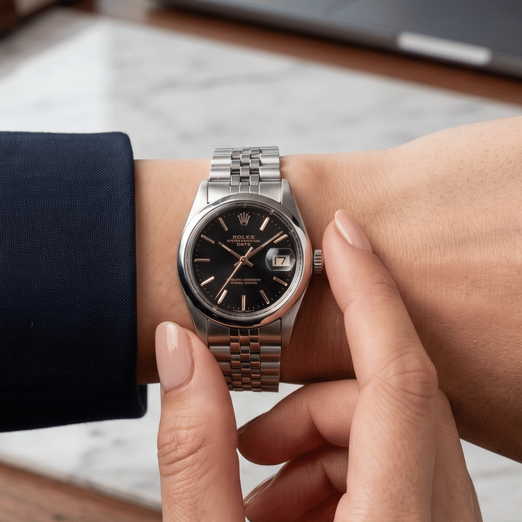Rolex Oyster Perpetual Lady Date 26 MM Grey Dial Steel Automatic Watch 6916-Hover-Image