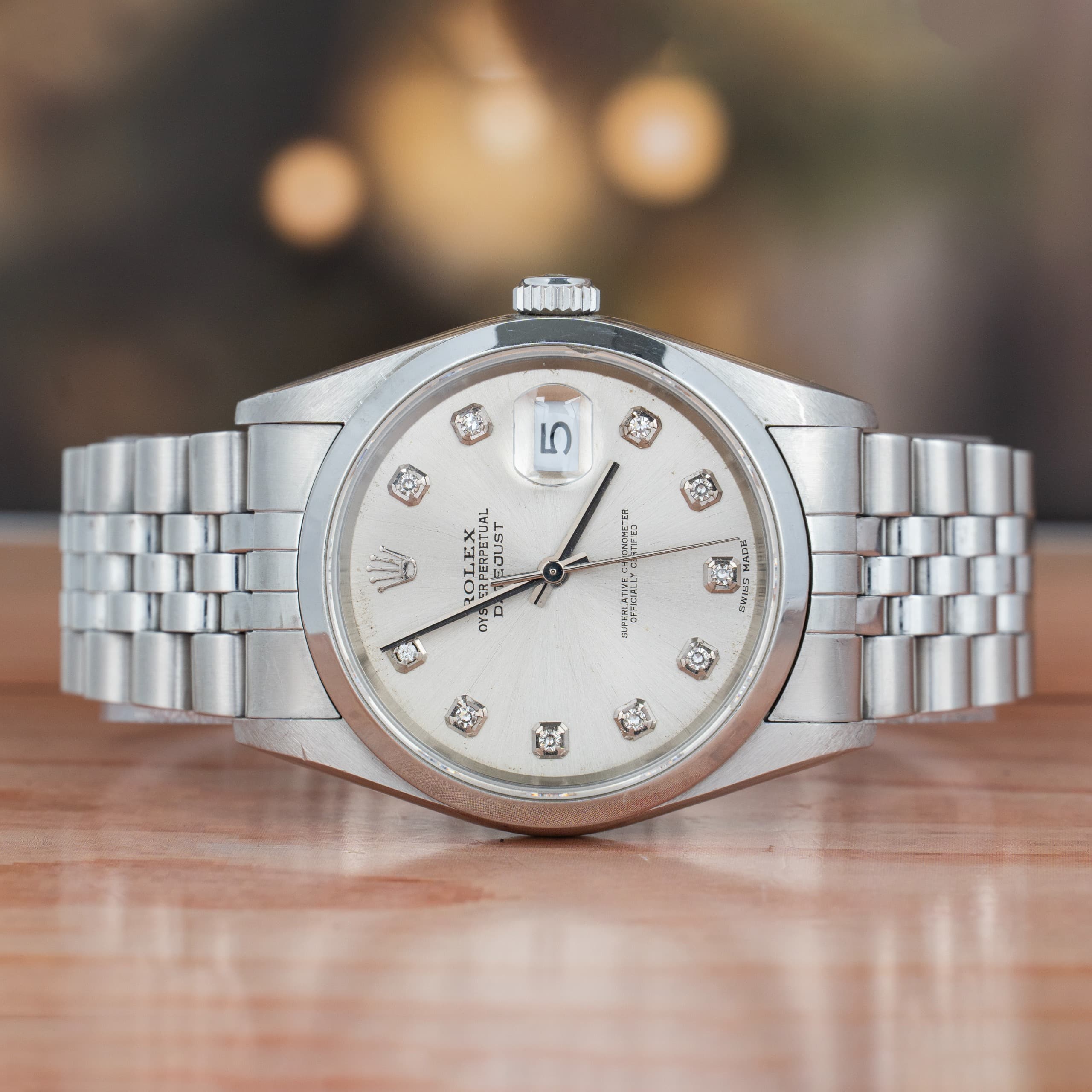 Rolex Datejust 36 MM Silver Diamond Dial Steel Automatic Watch Ref. No 16200