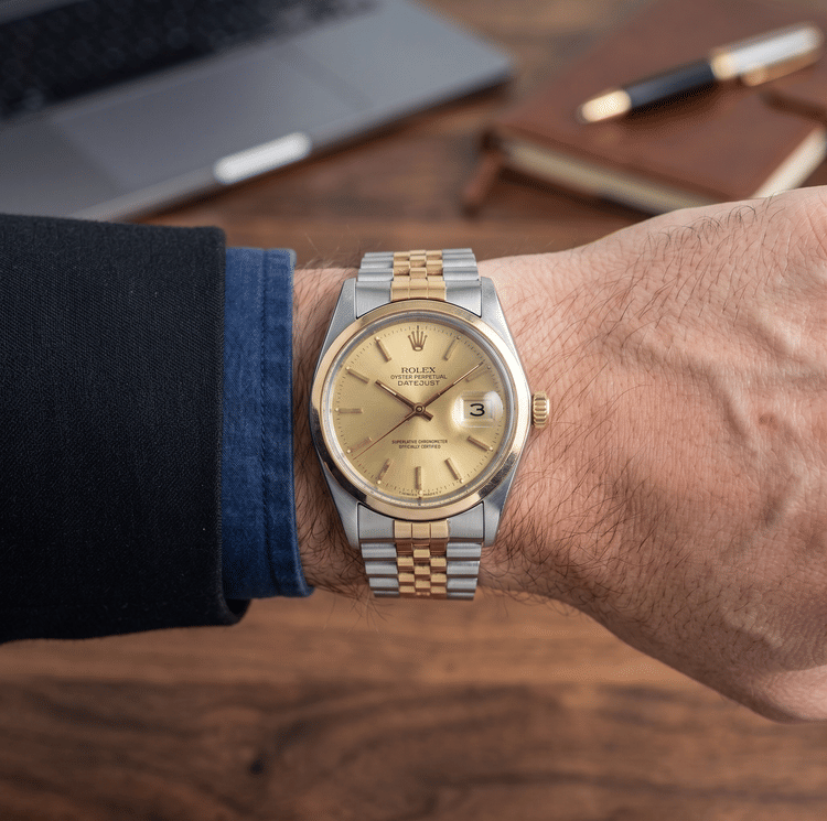 Rolex Datejust Oyster Perpetual 36 MM Champagne Dial Steel and Yellow Gold Automatic Watch Ref. No 1600-Hover-Image