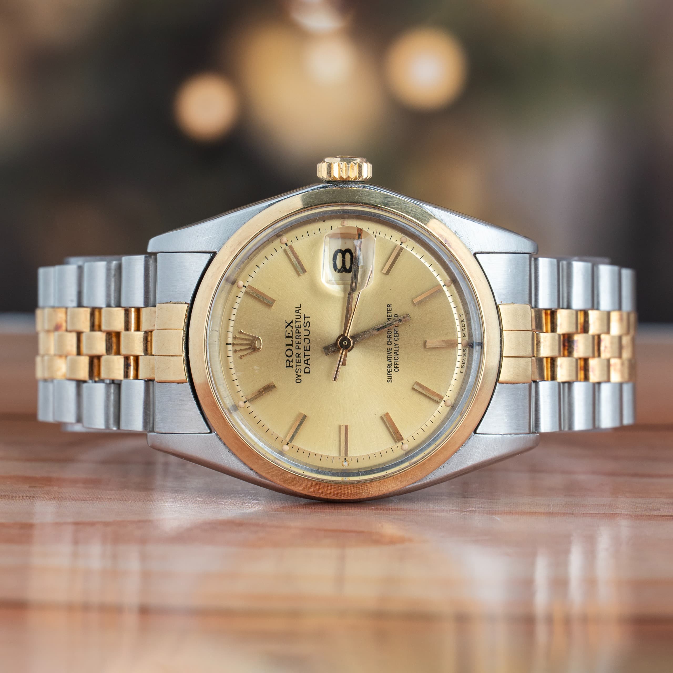 Rolex Datejust Oyster Perpetual 36 MM Champagne Dial Steel and Yellow Gold Automatic Watch Ref. No 1600